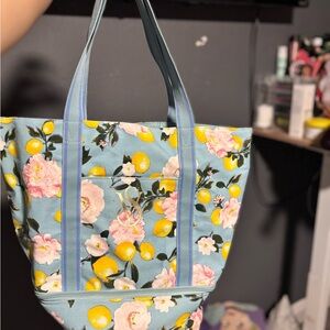 Victoria's Secret Blue Floral and Lemon Tote